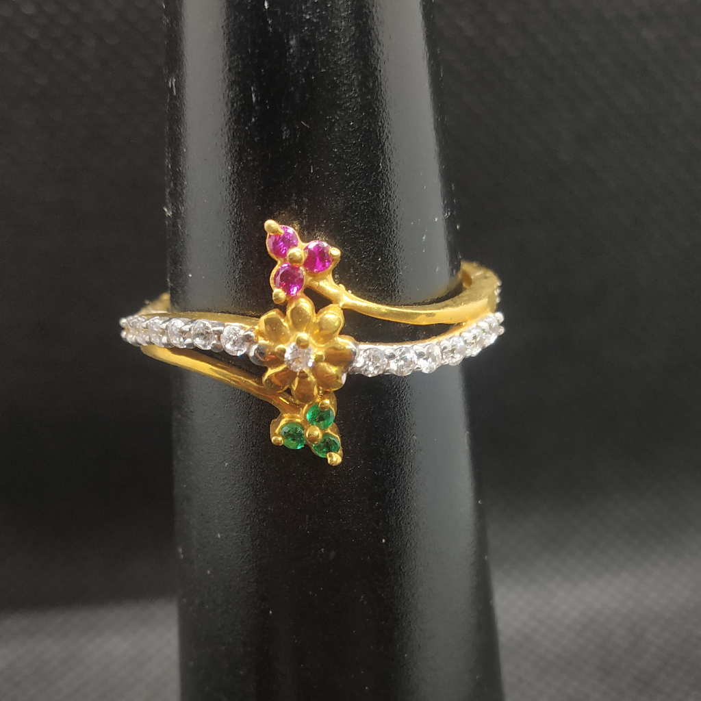 green pink stone Women ring